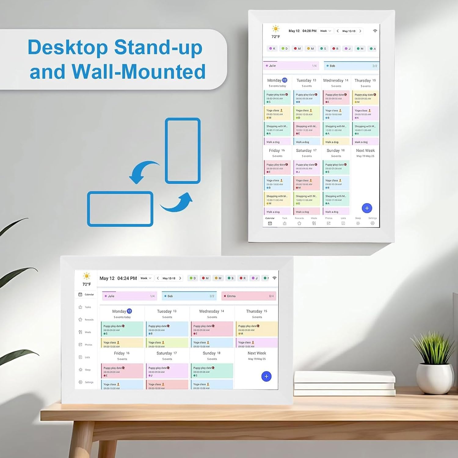 Bewinner 15.6 Inch Wall Planner Digital Calendar & Chore Chart, Smart Touchscreen Wall Calendars Interactive Display with APP for Family Schedules, Electronic Picture Frame (US Plug)