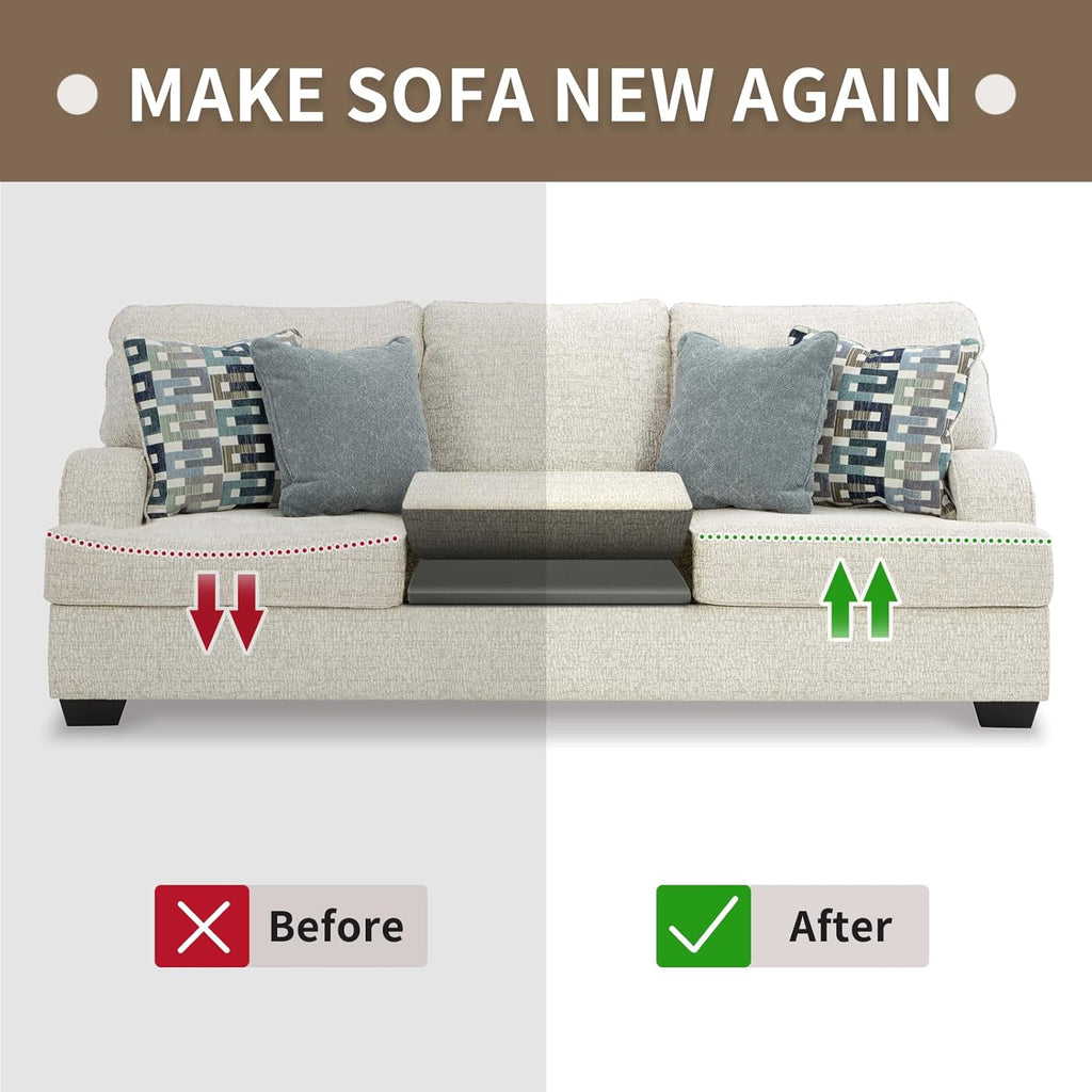 HAVARGO Couch Cushion Support High Density Foam 22X22X2.4 Inches Sofa Couch Supports for Sagging Cushions Light Grey 3Pc with Anti Slip Mesh Fabric