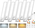 Under Cabinet Lights with Remote Control, USB Rechargeable LED Motion Sensor Light Indoor, Magnetic Wireless Under Counter Lights, 3 Color Dimmable Closet Lights for Kitchen,Cabinet,Bedroom, 8 Pack