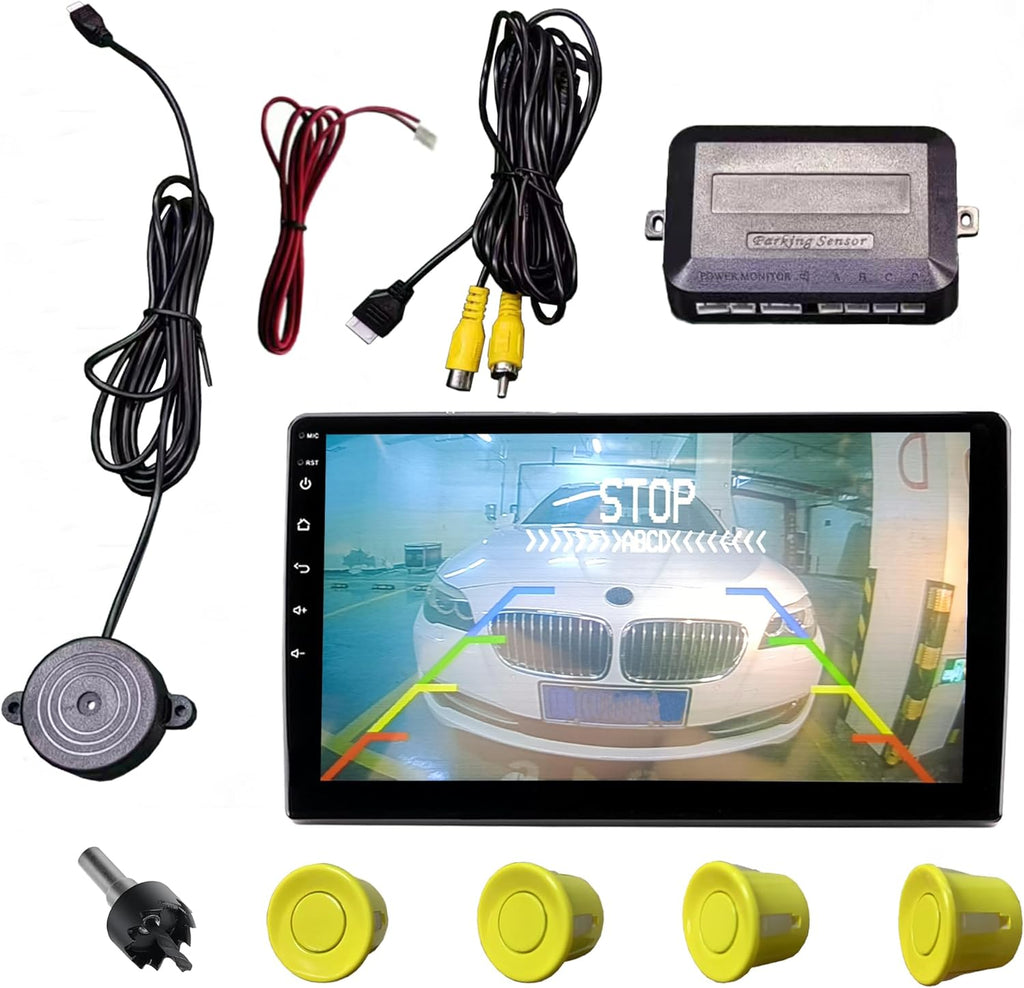 LCD Parking Sensor Kit - Displays Data on Original Screen, Easy Rear Installation, Compatible with All Camera Formats (AHD, CVBS), 18 Probe Colors to Match Any Vehicle