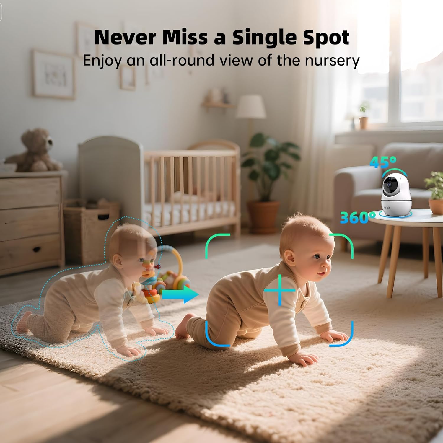7" 1080P Full HD Split-Screen Baby Monitor,100 Hrs 5000mAh Battery Runs 4 Days with Flexible Bracket,No WiFi Baby Monitor with 2 FHD Cameras Hack-Proof,4X Zoom,2-Way Talk,Temp Alert/Lullabies/VOX