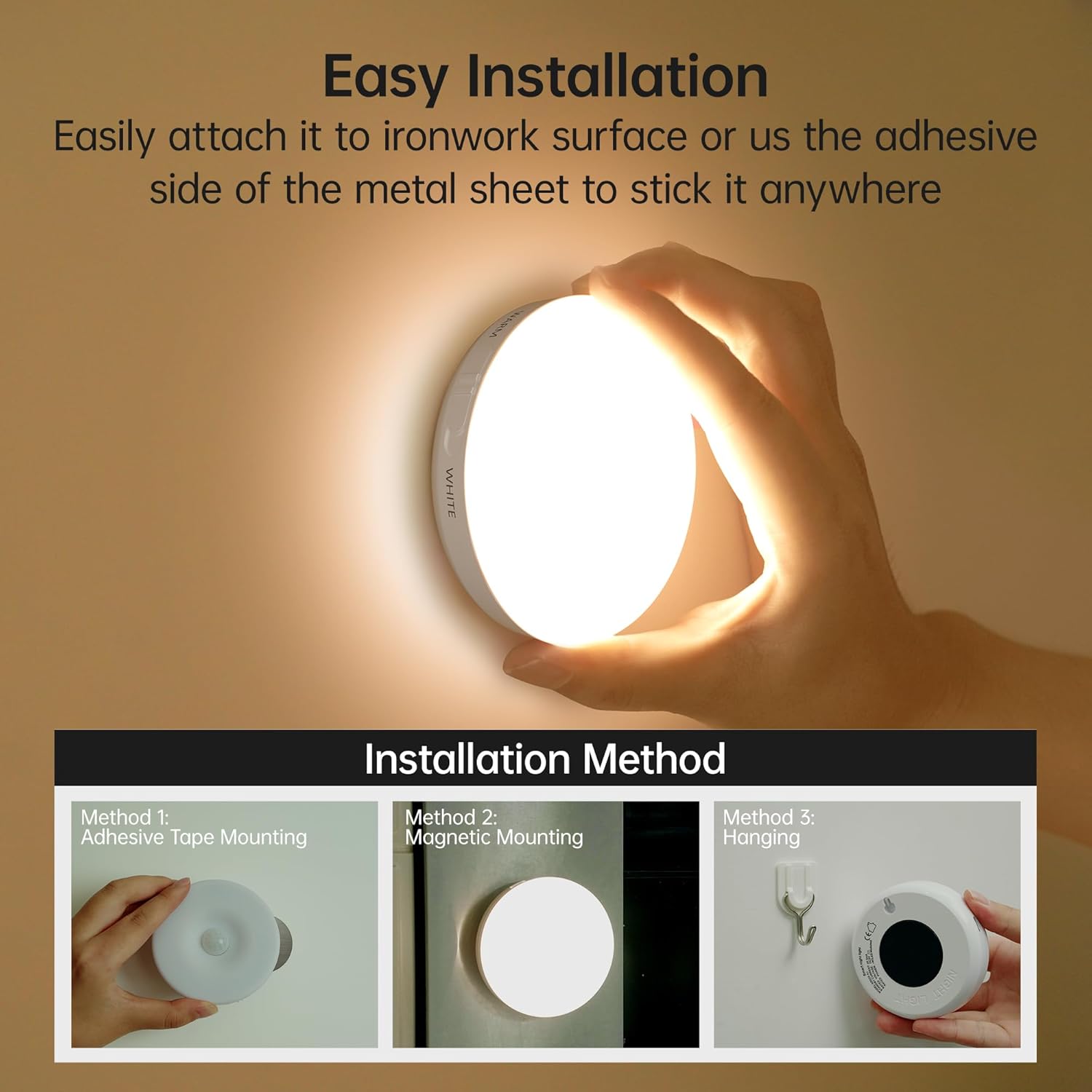Homelist Motion Sensor Lights Indoor with Remote Control, 6 Pack Closet Night Lights Battery Operated Stick on Under Cabinet Lighting, 3 Color Temps Rechargeable Puck Lights for Kitchen Stair Hallway