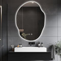 Irregular LED Bathroom Mirror with Lights,Asymmetrical Led Bathroom Vanity Mirror for Wall with Backlit, Anti Fog, 3 Colors and Dimmable Light,[Horizontal/Vertical] 30" H x 22" W