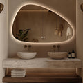Niccy Irregular LED Bathroom Mirror, 30"x48" Asymmetrical Backlit Vanity Wall Mirrors, Frameless Lighted Mirrors for Bedroom, Living Room, Modern Smart-Mirror with Anti-Fog, Dimmable, Memory Function