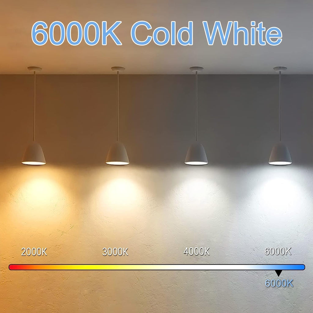 7.3 Inch E26 Led Bulb 6W Dimmable, 6000K Cool White Edison Bulbs 800LM, Equal 80 Watt Tubular T10 T9 Long Clear Glass Light Bulb for Rustic Pendant Industrial Pipe Wall Sconces - 6Pack