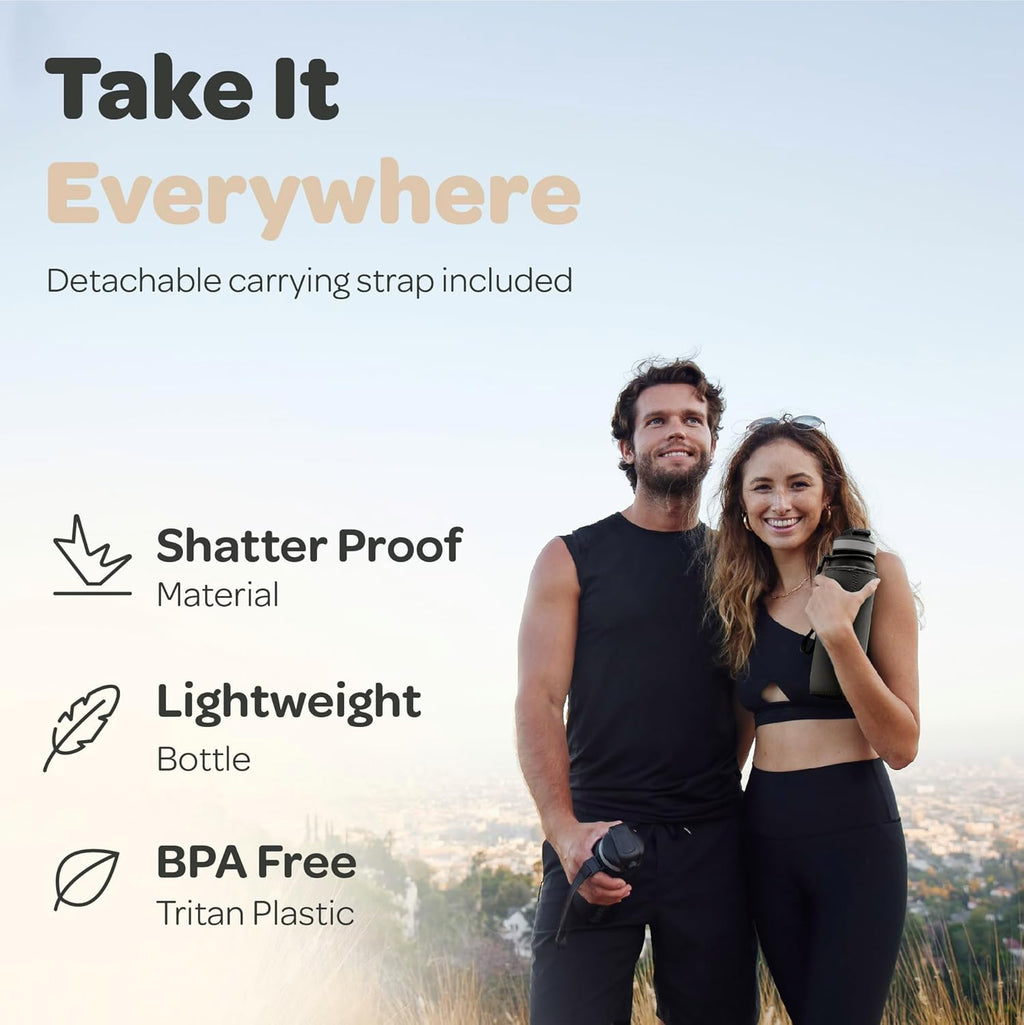 Hydracy Water Bottle with Time Marker -Large BPA Free Water Bottle & No Sweat Sleeve -Leak Proof Gym Bottle with Fruit Infuser Strainer & Times to Drink -Ideal for Fitness Sports & Outdoors