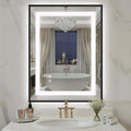 24X32 Inch LED Bathroom Mirror with Lights, Black Frame Frontlit+ Backlit Bathroom Vanity Mirror for Wall, Ultra-Clear Tempered Glass, Shatter-Proof, Anti-Fog and Memory Function, ETL Listed