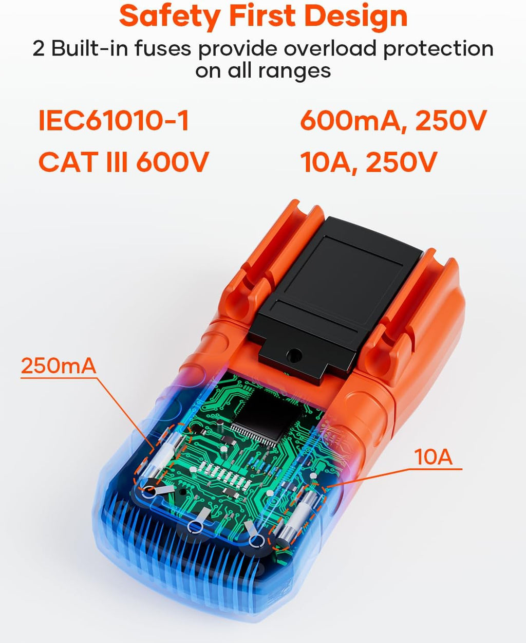 Crenova MS8233D Multimeter 6000 Counts Digital Multimeter DC AC Volt Meter Ohm Volt Amp Tester Measures Voltage Current Resistance Capacitance Continuity Diode Duty-Cycle Frequency NCV Live Wire Test