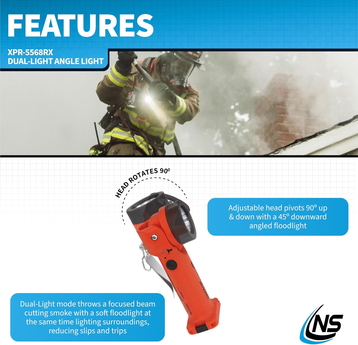 Nightstick XPR-5568RX Intrant Rechargeable Intrinsically Safe Permissible Dual-Light Angle Light (Red)
