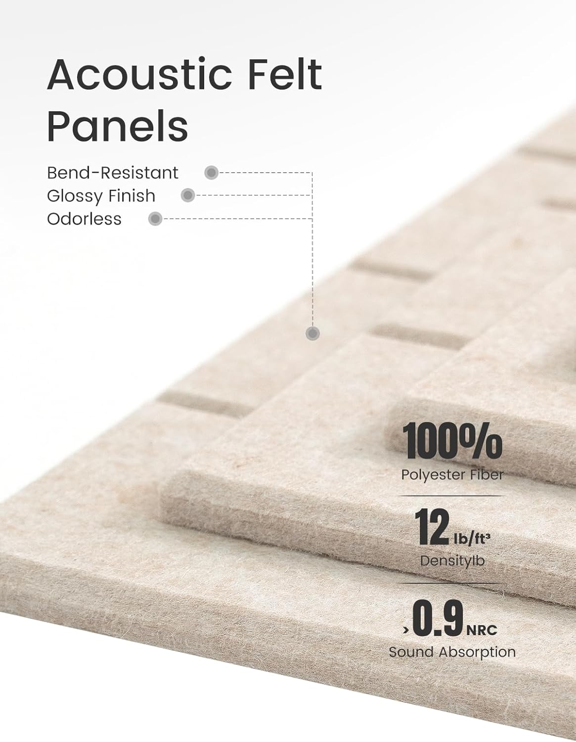 Felt Bulletin Board Tiles Large 48" x 36" Cork Board Alternative-12 Pack with 70 Adhesive Tabs, Thick Slat Wall Panels for Office Decor, Push Pin Board Wall Organizer Alternative -Oatmeal