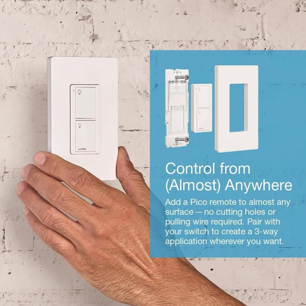 Lutron Caseta Original Smart Light Switch (Lutron Smart Hub Required), for Home, LED Lights, and Fans, 6 Amp, Single-Pole/3-Way, Neutral Required, PD-6ANS-IV, Ivory