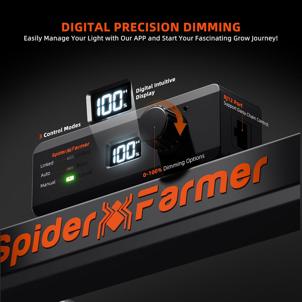 Spider Farmer SE5000 480W LED Grow Light, Samsung LM301H EVO Diodes, 2025 Upgraded Remote App Control, Full Spectrum Dimmable Daisy Chain Bar Style Growing Lamp for Indoor Plants, 4x4ft Coverage