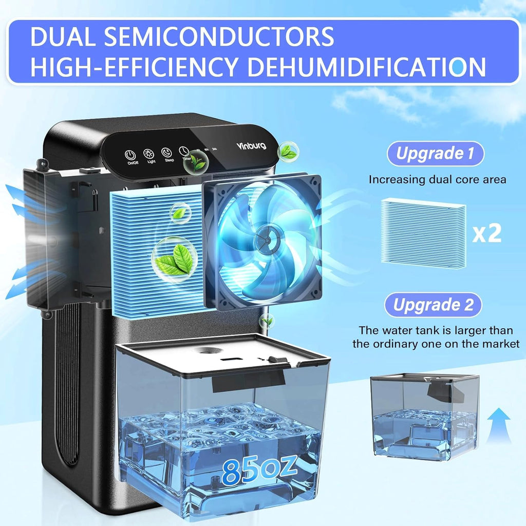 Dehumidifier for Basement (85 OZ, 800 sq ft) Quiet Dehumidifiers for Home, Auto Shut-Off, Sleep Mode, 3 Gear Timer(8H,16H,24H), Small Dehumidifier for Bedroom, Bathroom with Drain Hose (Deep Black)