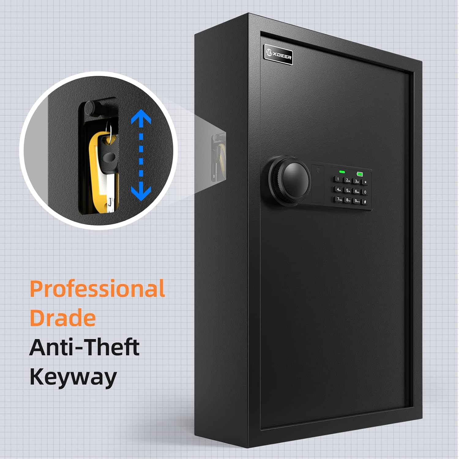 XDeer 122-Keys Key Lock Box Wall Mount with Advanced Anti-Theft Deposit Key Slot & LED Light, Key Cabinet with Combo and Key Lock, Key Safe for Hotels & Office & Companies & Car Dealerships