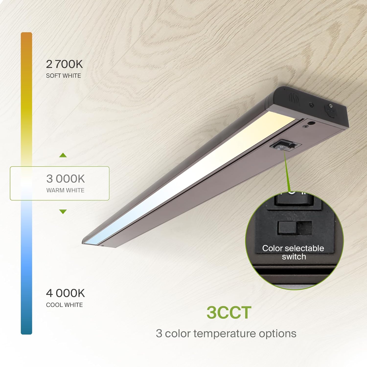 ASD Swivel LED Under Cabinet Lighting Bronze, 32 Inch 16W, Hardwired or Plug-in, 2700K/3000K/4000K, Hi/Low Switch, Rotatable Lens, Dimmable Linkable Under Counter Light for Kitchen, ETL & Energy Star