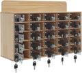 Cell Phone Locker Box 25 Slots Cell Phone Organizer Cabinet with Combination Locks Wall-Mounted Locking Cell Phone Storage Box for Classroom Office,Shool,Office (25 Slots, Wood+Acrylic)