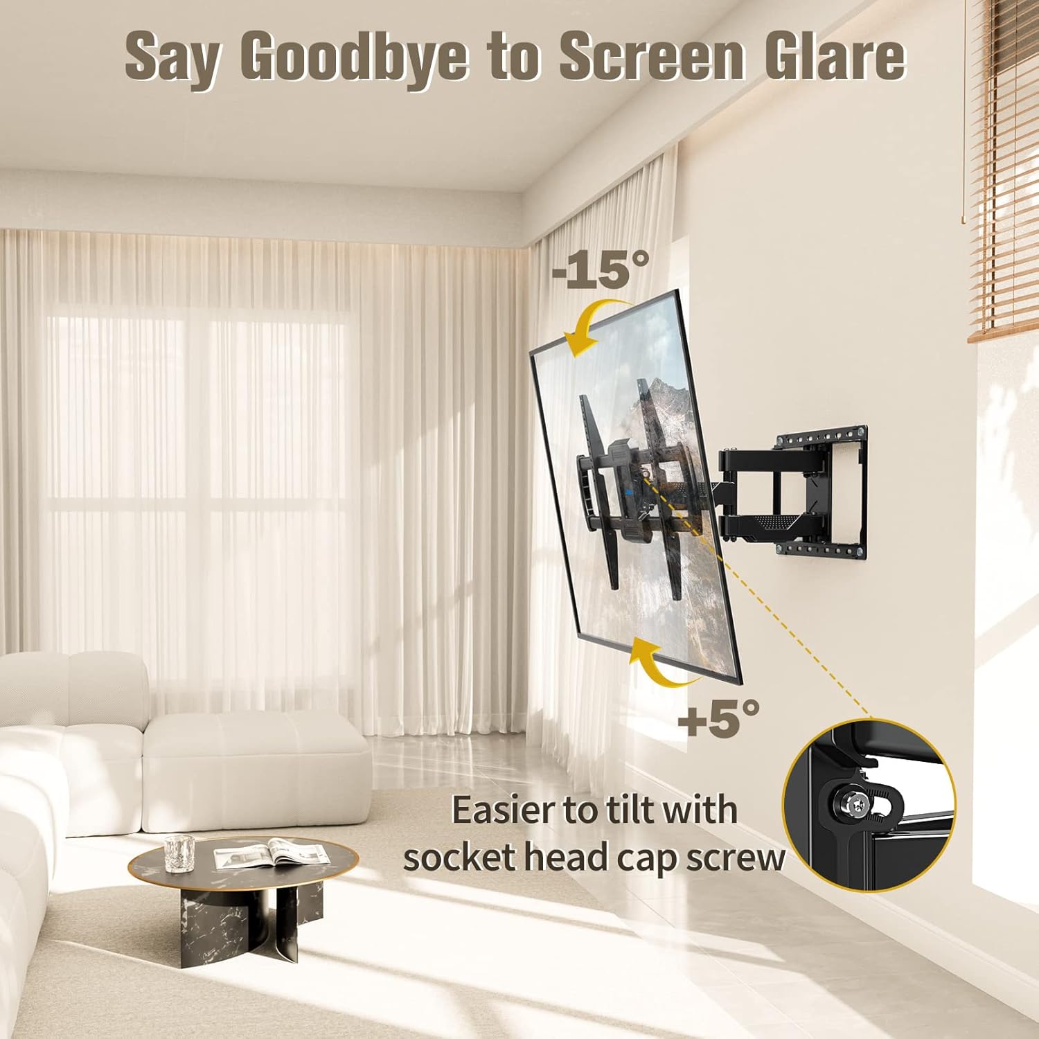 Mounting Dream TV Wall Mount, UL Listed Full Motion Mount Bracket for 42-84 Inch Flat Screen TVs, Swivel Articulating Dual Arms, Max VESA 600x400mm, 100 LBS Loading, Fits 16 Inches Wood Studs, MD2296