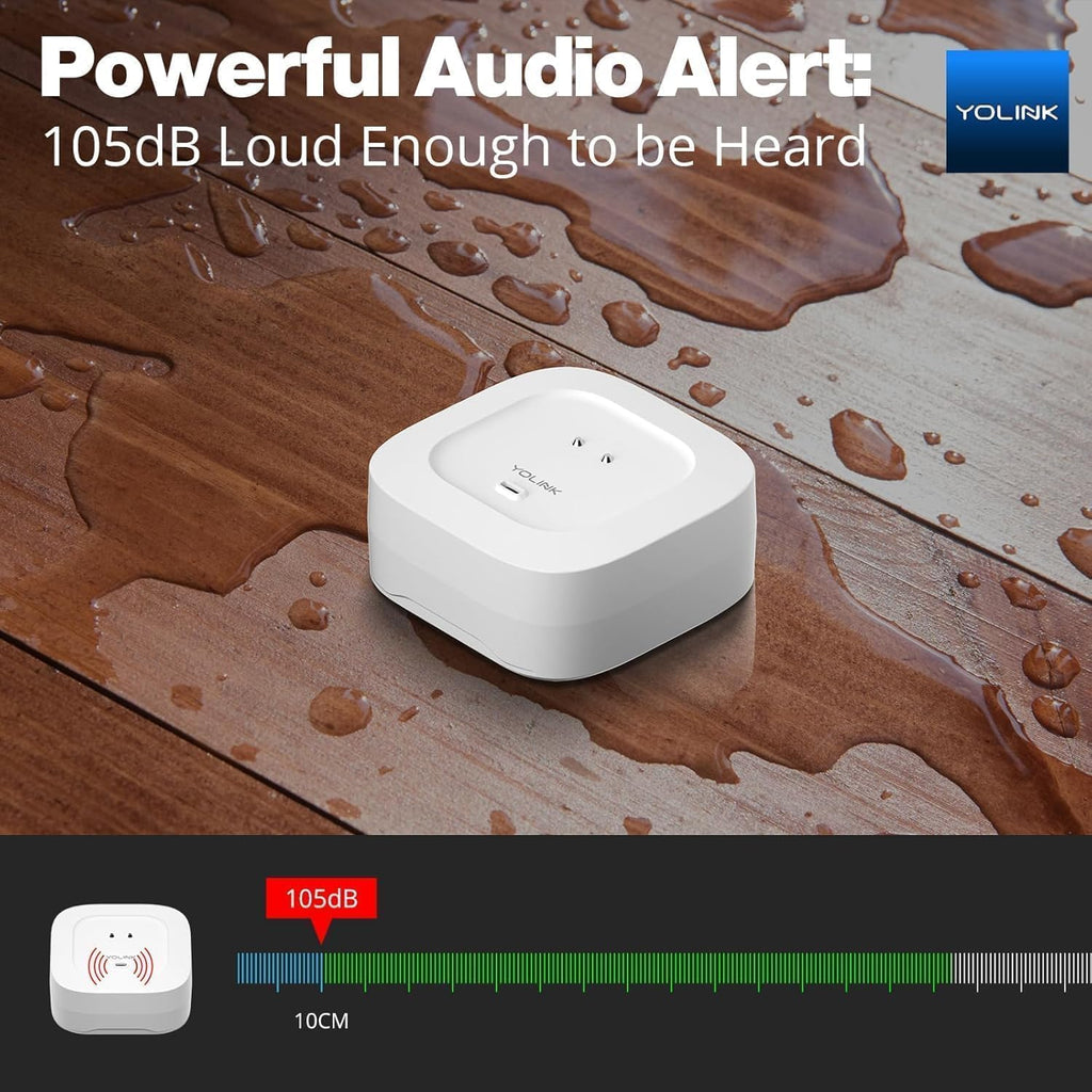 YoLink Water Leak Starter Kit: Hub + 2 Leak Sensor 4 (105 dB Siren), LoRa Long-Range, App/SMS/Email Alerts, D2D Offline, 2 AAA Up to 5-Year Battery, Compatible with Alexa/IFTTT/Home Assistant