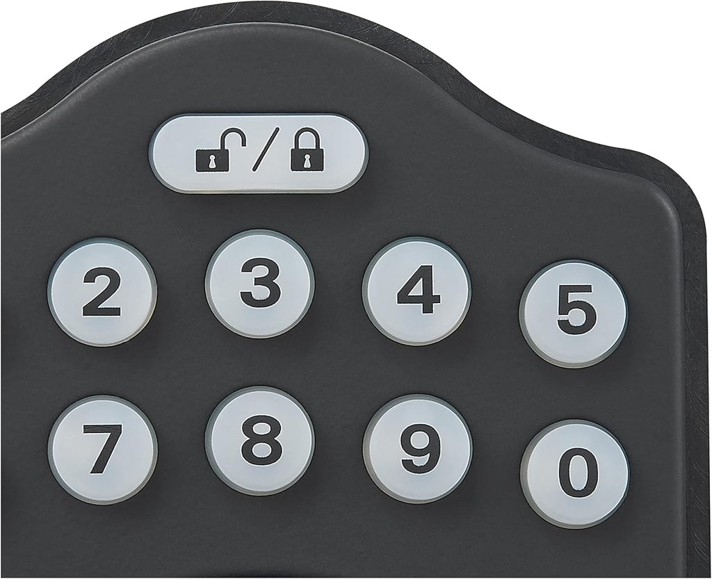 Amazon Basics Traditional Electronic Keypad, Keyless Entry Door Lock Deadbolt with Handle Set, Key Pad Front Door with Knob, Traditional Door Locks for Front Door, Door Handle, Matte Black, 1-Pack