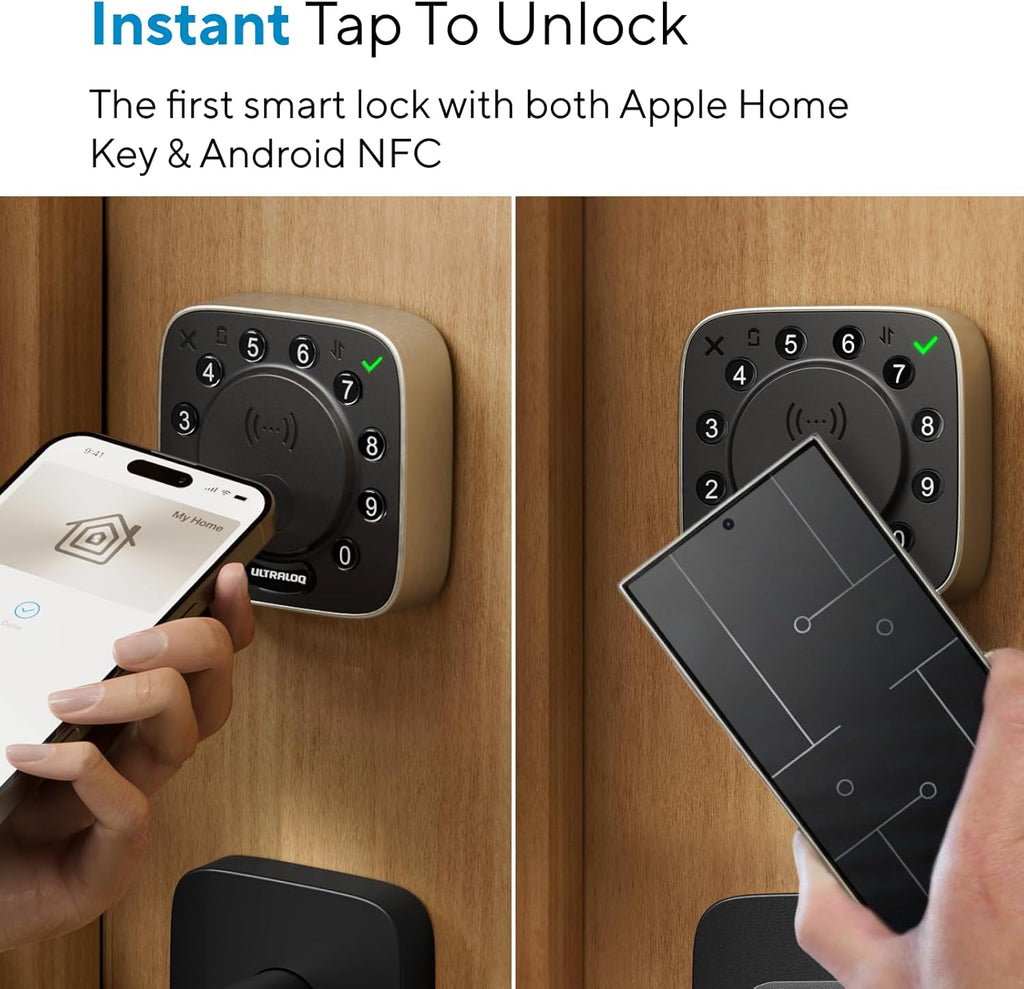 ULTRALOQ Bolt NFC, World's First Smart Lock with Apple Home Key and Android NFC Tap to Unlock, Built in Wi-Fi Deadbolt, Remote Control, Works with HomeKit, Alexa, Google, 1 Year Battery, BHMA Cert.