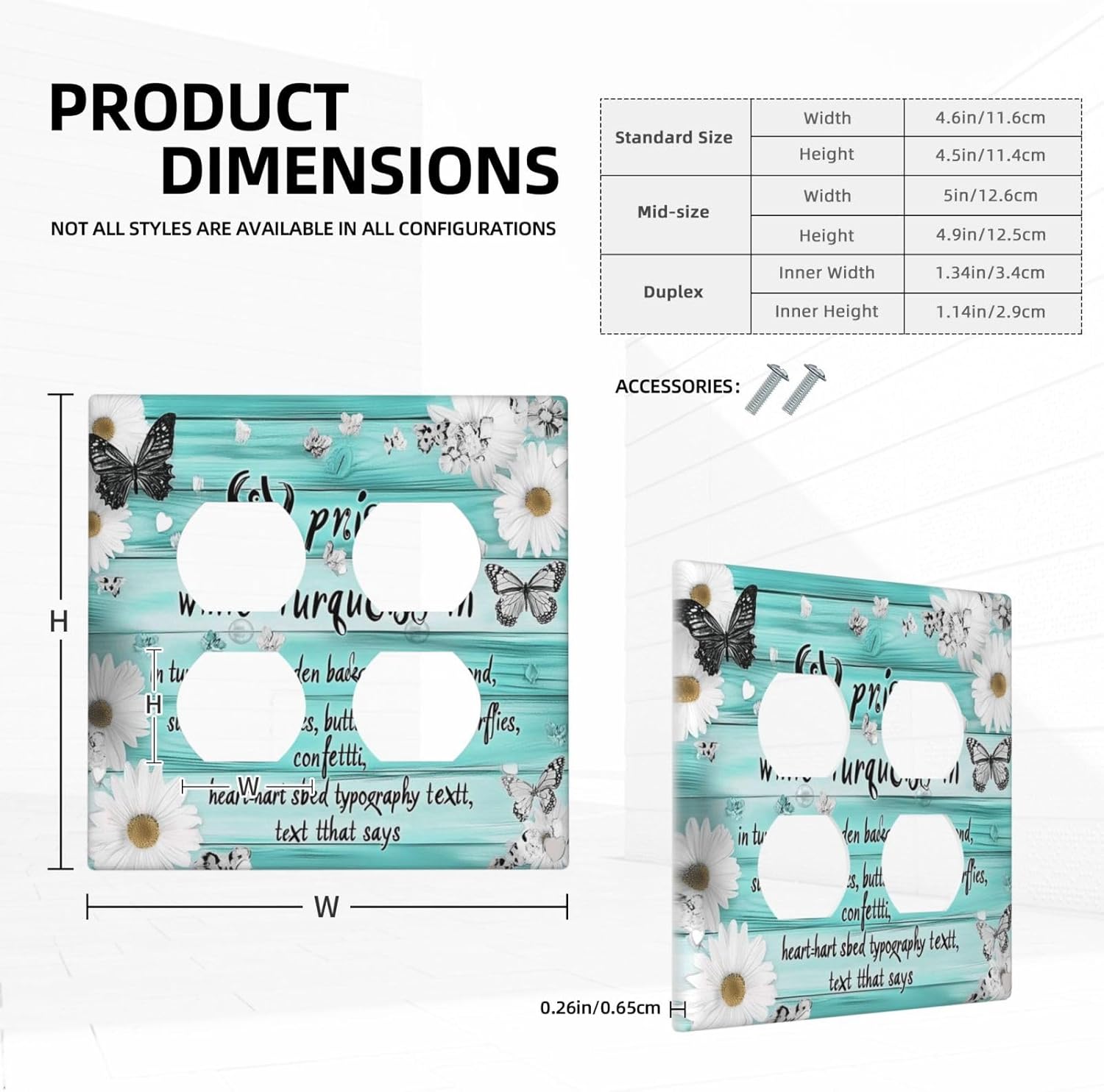 Teal Butterfly Daisy Rustic Wooden Signs Outlet Covers 2 Gang Double Duplex Decorative Light Switch Covers Electrical Wallplates Socket Faceplate For Farmhouse Cabin Decor