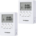 VIVOSUN 7 Day Programmable Digital Timer with Dual Outlet, 20 On/Off UL Listed Heavy Duty Plug-in Outlet Timer with Countdown Setting, Indoor for Lamp, Fan, Heater, Humidifiers, Aquarium (2 Pack)