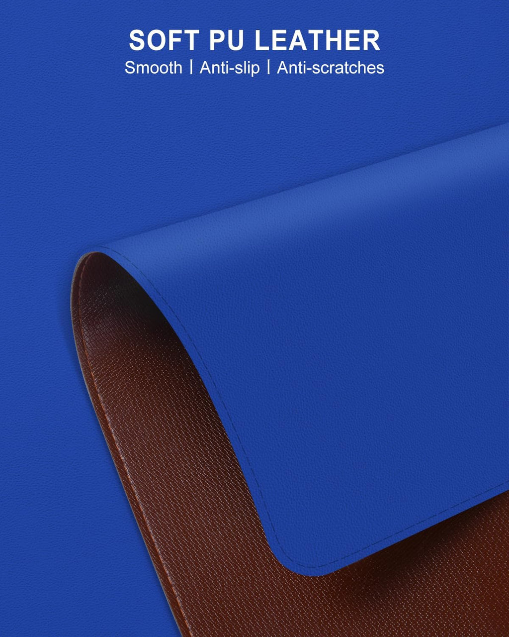 Heated Desk Pad, 23.6" x 14.2" Leather Non-Slip Warm Desk Pad, Large Mouse Mat with 3 Levels Heating & 3 Hours Auto Shut-Off, Hand and Foot Warmer for Office, Home, Navy Blue