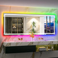 96x36 Inch RGB LED Bathroom Mirror Front Light and RGB Backlit Lighted Vanity Mirror for Bathroom Wall Mounted Dimmable Anti Fog Memory Shatter-Proof IP54 Waterproof Horizontal/Vertical