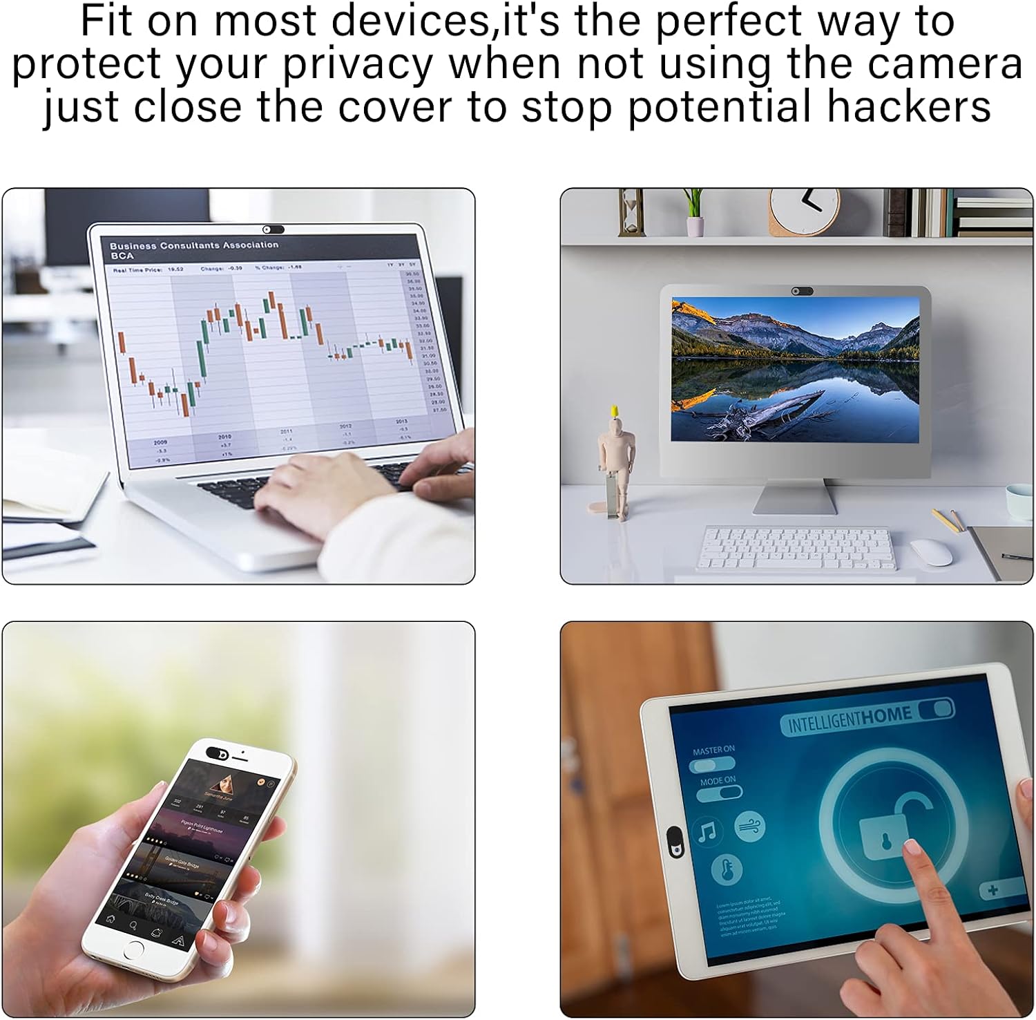 Laptop Camera Cover, 0.027 Inch Ultra Thin Camera Cover, Webcam Privacy Cover Fits on Computer, Laptop, MacBook, PC, Cell Phone, iPhone, iPad, iMac, Tablet, Black Web Cam Cover Sliders (9 Pack)