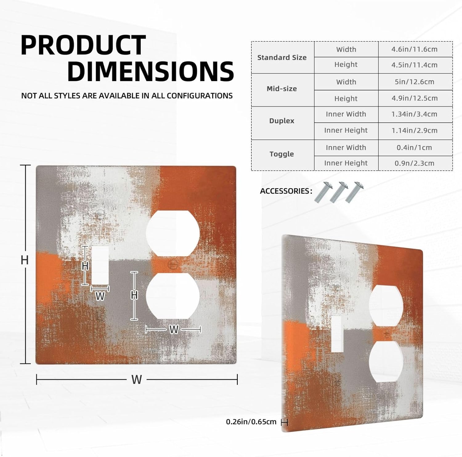 Orange Grey Abstract Art Oil Painting Wallplates 1 Toggle 1 Duplex Switch Plate Electrical Gfci Faceplate Decorative Light Switch Covers For Home Farmhouse Decor