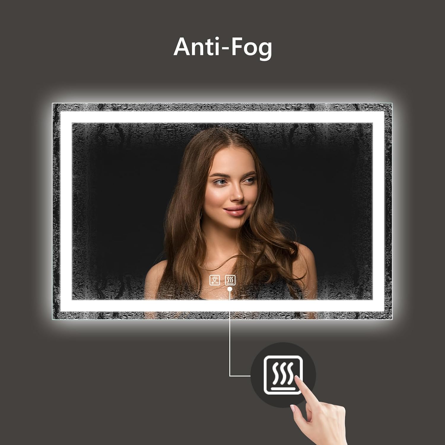 APRILSOUL 48x32 Inch LED Bathroom Mirror with Front and Backlit, Makeup Mirror with 3 Color Lights, Memory Function, Anti-Fog and Dimmable Light (Horizontal)
