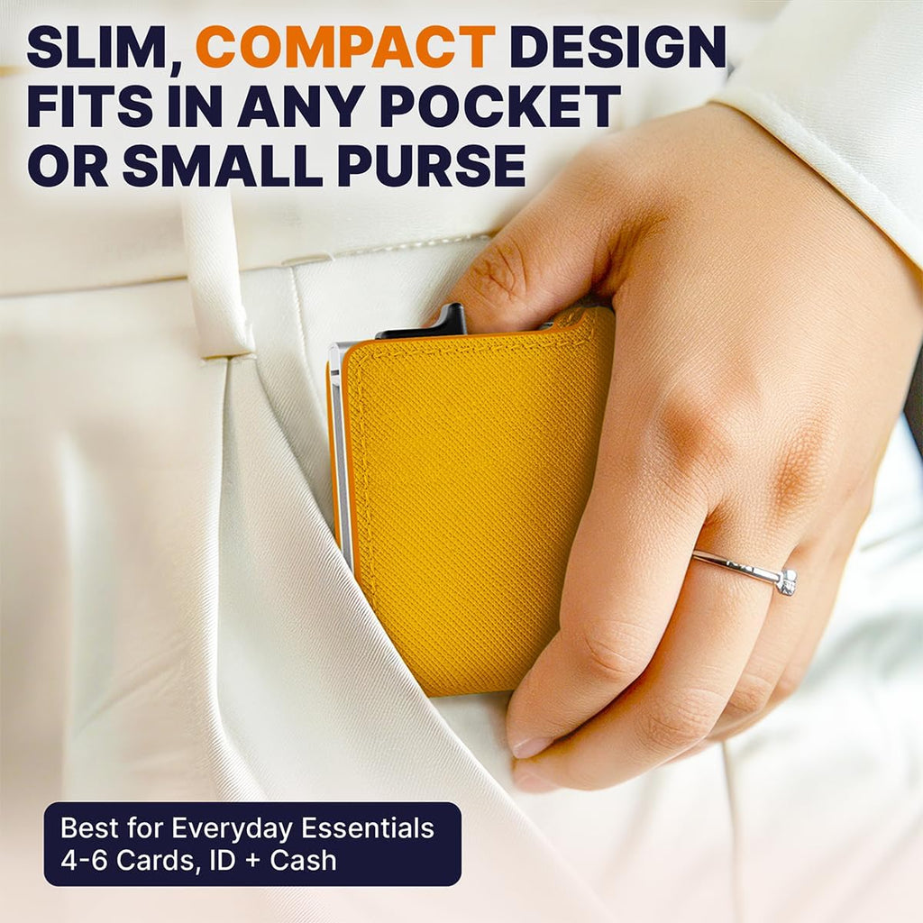 Conceal Plus Small RFID Wallet for Women, Slim Compact RFID Blocking Credit Card Holder Womens Wallet, Smart Pop Up Minimalist Card Case, Holds 4-6 Standard Cards Plus Cash & ID, Compact Travel Wallet