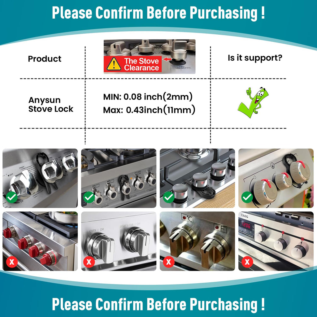 Stove Knob Lock for Child Safety and Proofing (5 Pack), Oven Knob Safety Covers for Kids and Pets(Black)