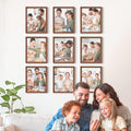 Renditions Gallery Set of 9, 11X14 Custom Photo Prints with Real Wood Picture Frames. Create Personalized Photos with Peel & Stick Photo Frames. Brown Frame