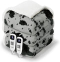 Cow Print Electric Heated Blanket Queen-Dual Control Heating Blanket Queen Size with 10 Heat Levels & 10 Hours Auto-Off, Cozy Soft Fleece Sherpa, Washable, 84x90 Inche Cow Print Grey
