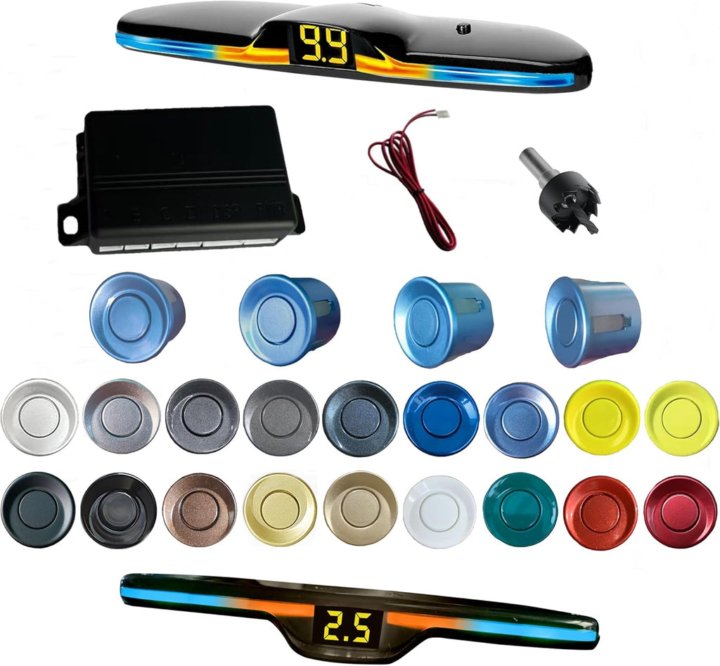 New Feature Rear Parking Sensor with Selectable Distance in Feet, Bidirectional Display Options, and Customizable Numeric Orientation And there are 18 color probes to choose from(Light Blue)