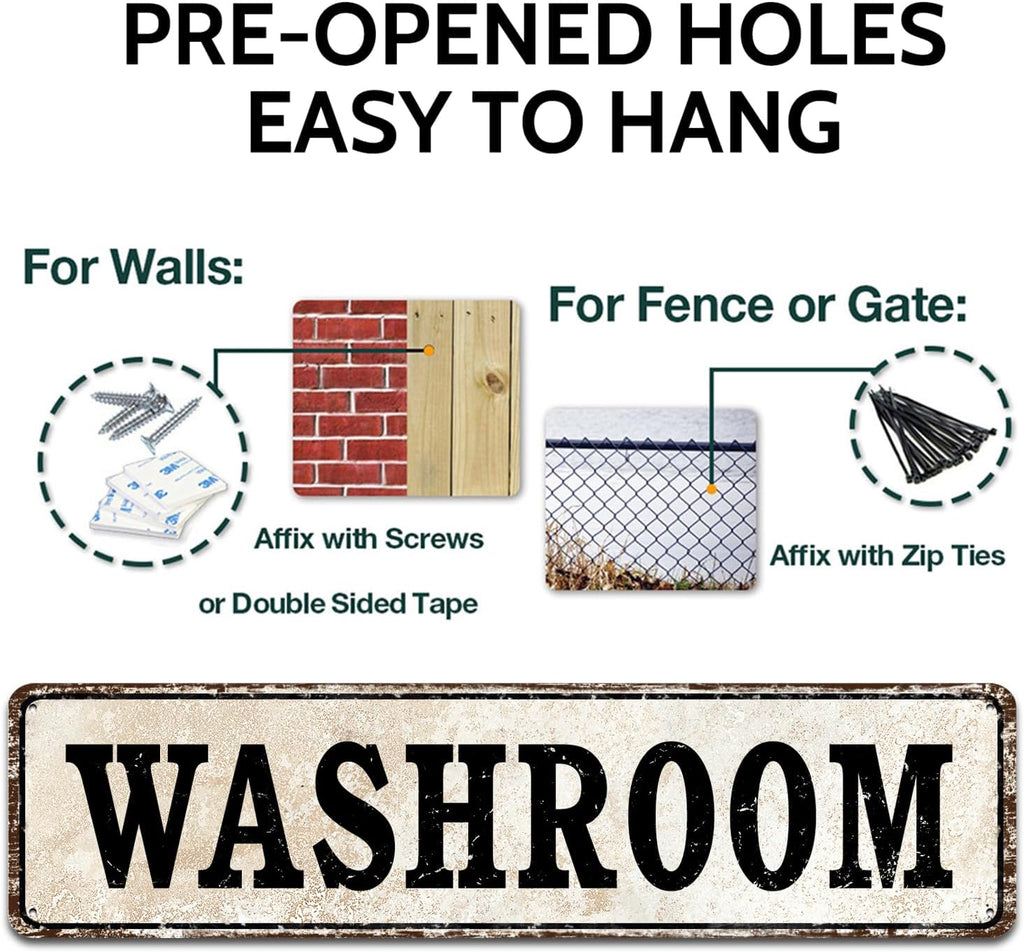 Houseuse Washroom Metal Signs Wall Home Pub Decor 4" by 16"
