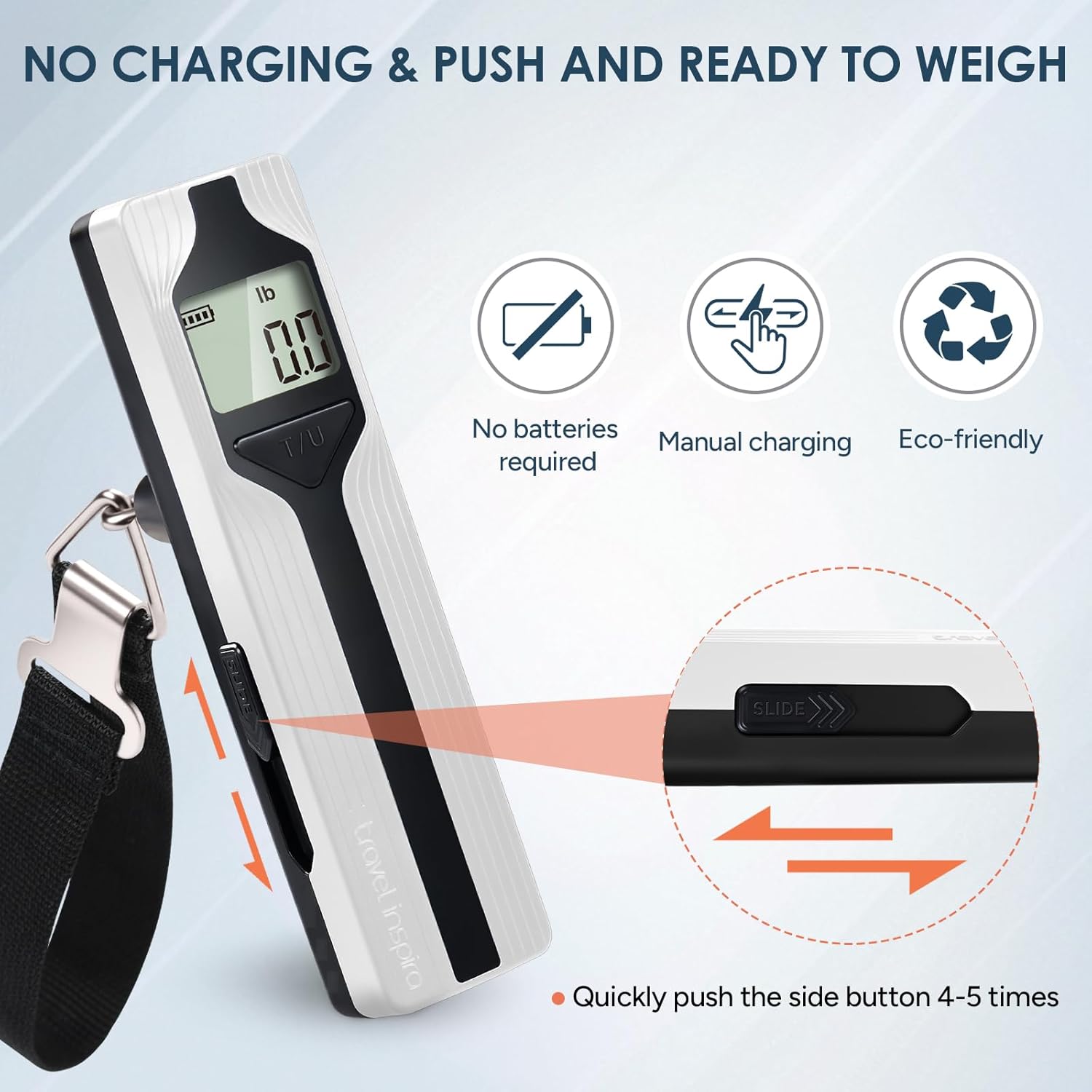 Battery-Free Luggage Scale, Travel Essentials, Portable Handheld Suitcase Weight Scale for for Travel Accessories, 110lbs/50kg