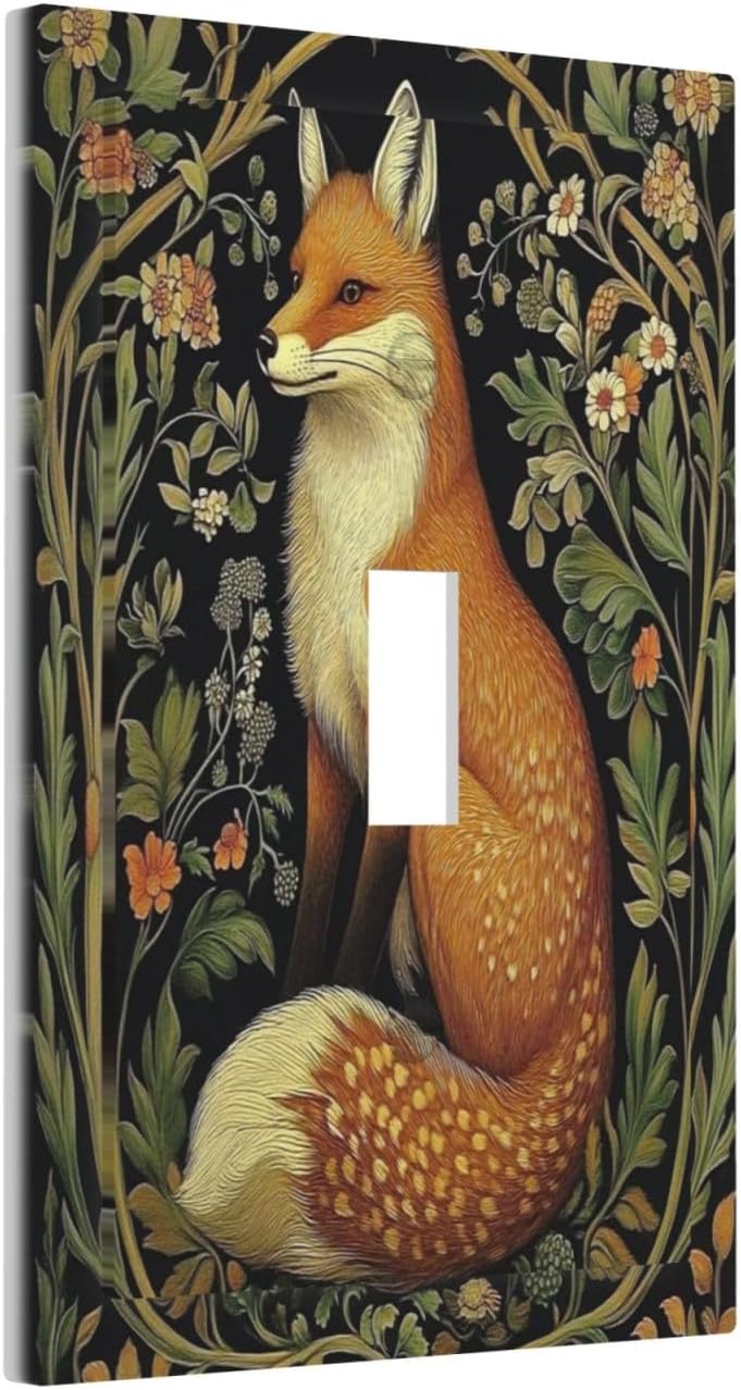 Fox Morris Plants Flowers Vine Colorful Floral Decorative Light Switch Cover 1 Gang Single Toggle Device Electrical Faceplate Switchplates Decorator Outlet Wall Plate For Bed Room Living Room Decor
