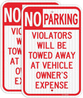 T&R (2 Pack) Large No Parking Sign, Violators Will Be Towed Away at Vehicle Owner's Expense Sign, 18" x 12" Engineer Grade Reflective Sheeting, Rust Free Aluminum, Weather Resistant, Waterproof, Fade Resistant, 2 Pre-drilled Holes