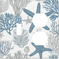 Blue Starfish Nautical Beach Conch Coastal Coral Shell Wallplates 1 Toggle 1 Duplex Switch Plate Electrical Gfci Faceplate Decorative Light Switch Covers For Kids Room Bathroom Decor
