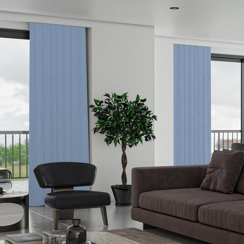 SmartWings Automatic Curtain Opener with Drapery, Motorized Vertical Blinds with Remote, Electric Closet Doors Sliding Panels Compatible with Alexa Google Homekit, 90% Blackout Sky Blue