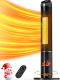 Space Heaters for Large Room, 38IN Electric Heater with Thermostat, 1500W Portable Space Heater with 80°Oscillation, 24H Timer Bedroom Heater, Remote Control, Tip-over & Overheat Protection Indoor Use