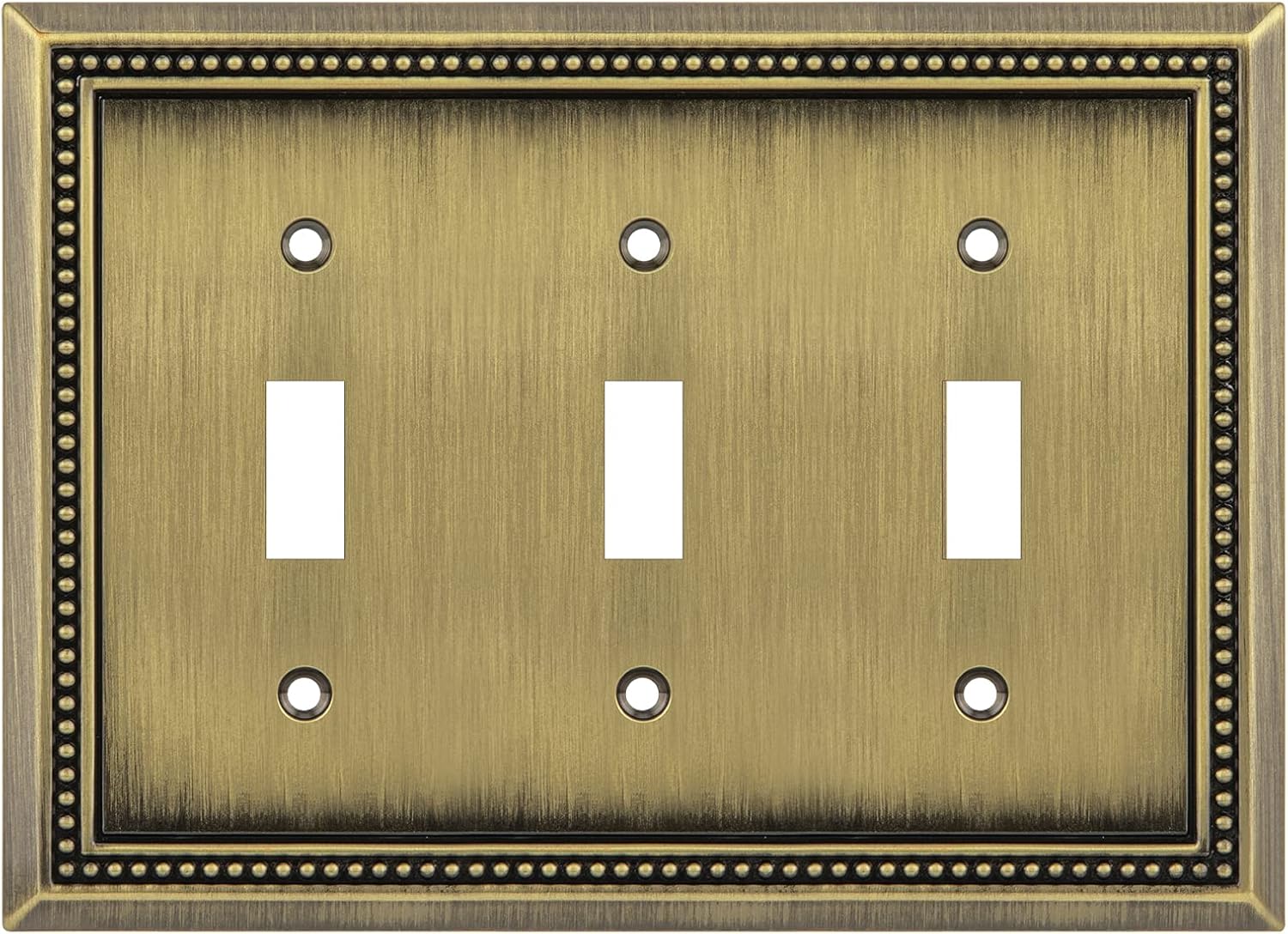 Henne Bery Sunken Pearls Heavy Duty Decorative Wall Plate Switch Plate Outlet Cover (Triple Toggle, Antique Brass)