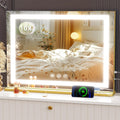 Makeup Vanity Mirror with Lights 20" L x 26" W Large LED Makeup Mirror, Light up Mirror with 10X Magnification and USB Charging Port, Dimmable 3 Modes, Touch Screen Control Square Gold