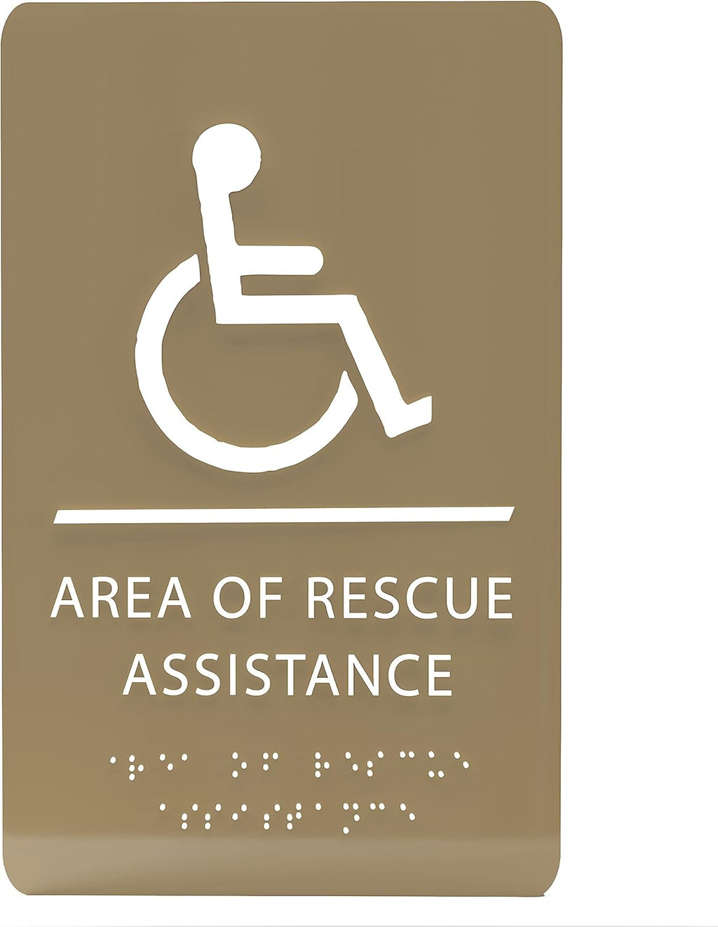 6" X9" Area of Rescue Assistance Sign - ADA Compliant Tactile Graphics Grade 2 Braille Text Signs| Sign for Shopping Malls, Offices, Hotels, Schools, Apartments, and Restaurants