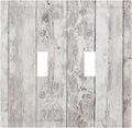 Decorative Switch Plates Rustic Vintage White Wood Grain 2 Gang Double Toggle Outlet Light Switch Cover Wall Plate Electrical Faceplate for Farmhouse Home Decor