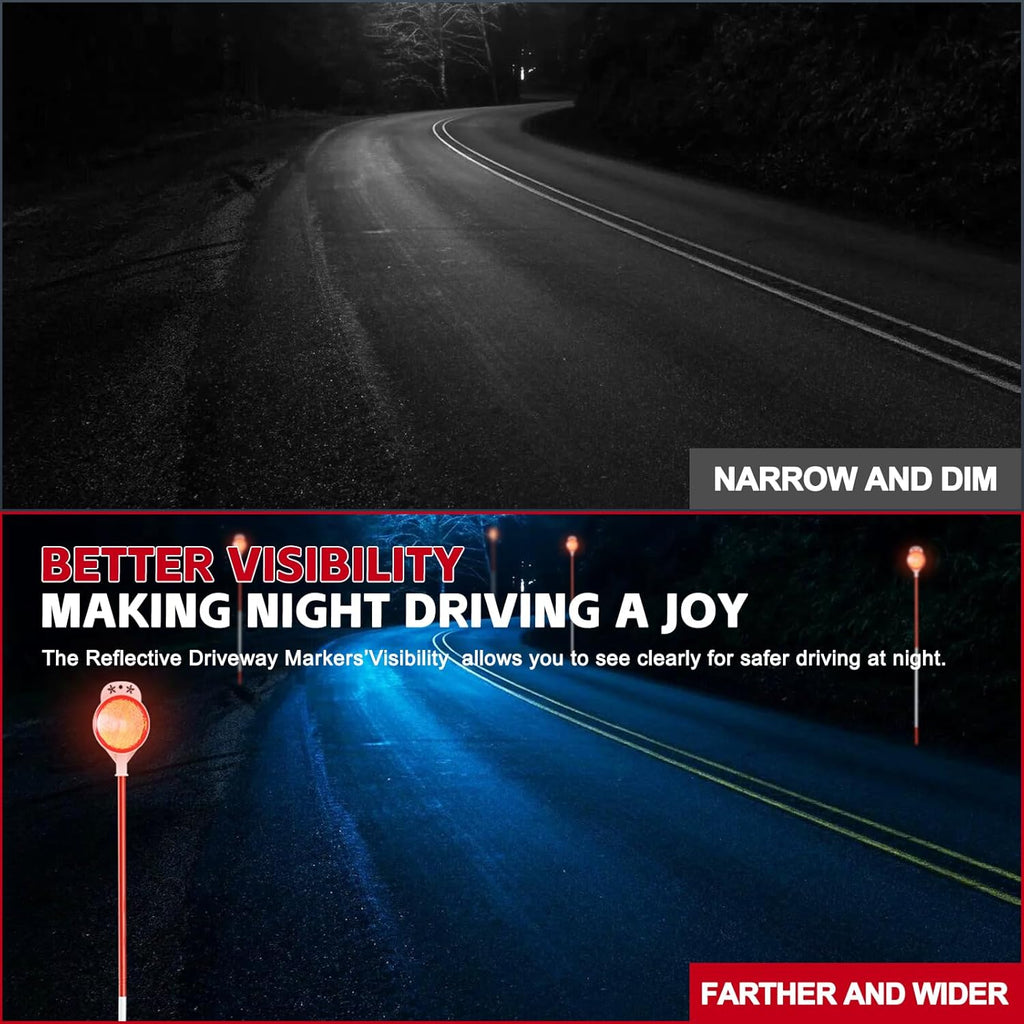 8 Pack Driveway Markers,48 Inch Steel Metal Double Sided Driveway Reflectors,High Visibility Reflective Driveway Markers Snow Stakes for Snow Plowing,Parking Lots,Walkways,Landscape