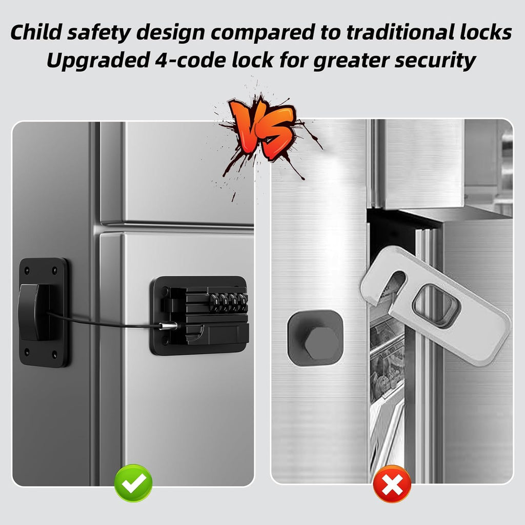 Fridge Lock Children refrigerator lock Fridge password lock can be easily installed without tools, and are suitable for refrigerators, dishwashers.