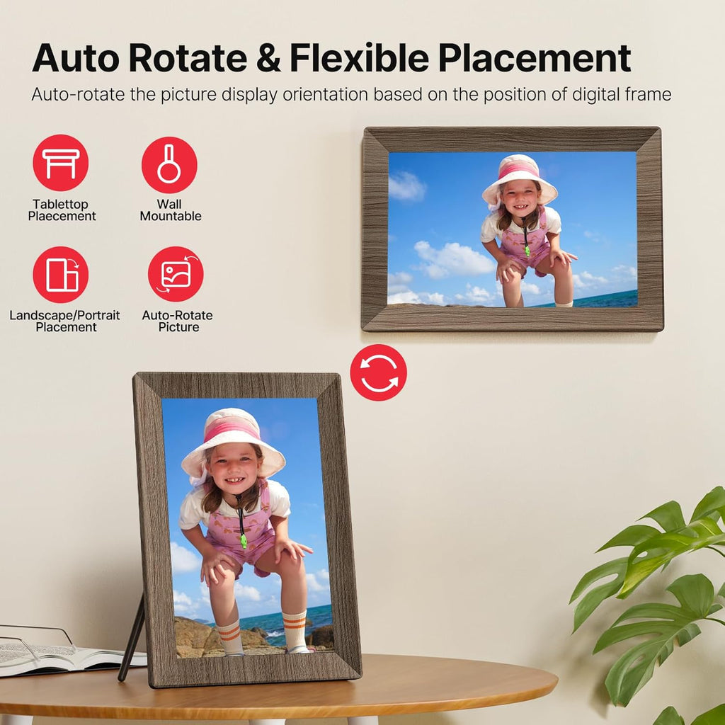 Frameo 10.1" Digital Picture Frame, Smart WiFi Digital Photo Frame with 1280x800 HD IPS Touch Screen 32GB Memory Auto-Rotate Wall Mounted, Share Photos/Videos from Phone Anywhere